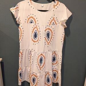 Stylish White and Orange Women's Dress